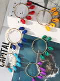 Colorful Seashell Earrings Bohemian Vacation Style Conch Earrings