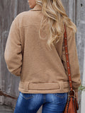 Solid Color Zipper Slim Long-sleeved Woolen Coat