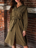 Long-sleeved Old-fashioned Lace-up Tooling Open-cut Dress