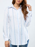 Striped Long-sleeved Cotton Shirt Top