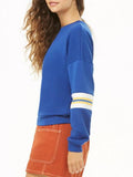Round Neck Contrast Color Striped Casual Straight Long Sleeve Pullover Sweatshirt