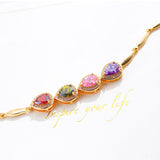Colorful Peach Heart Micro-set 3A Zircon Bracelet Beautiful Flash Diamond Plated 18K Gold Bracelet