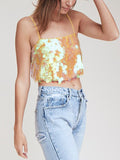 Short Cropped Navel Sequined Camisole