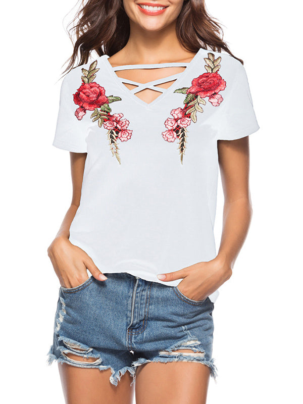 Sexy Embroidered Top T-shirt