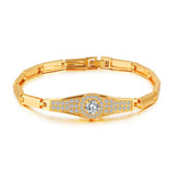 Classic Round Inlay 3A Zircon Copper Plated 18K Gold Bracelet
