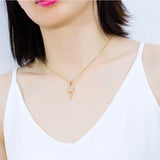 Copper-plated Padlock Key Necklace Diamond-studded Lady Pendant