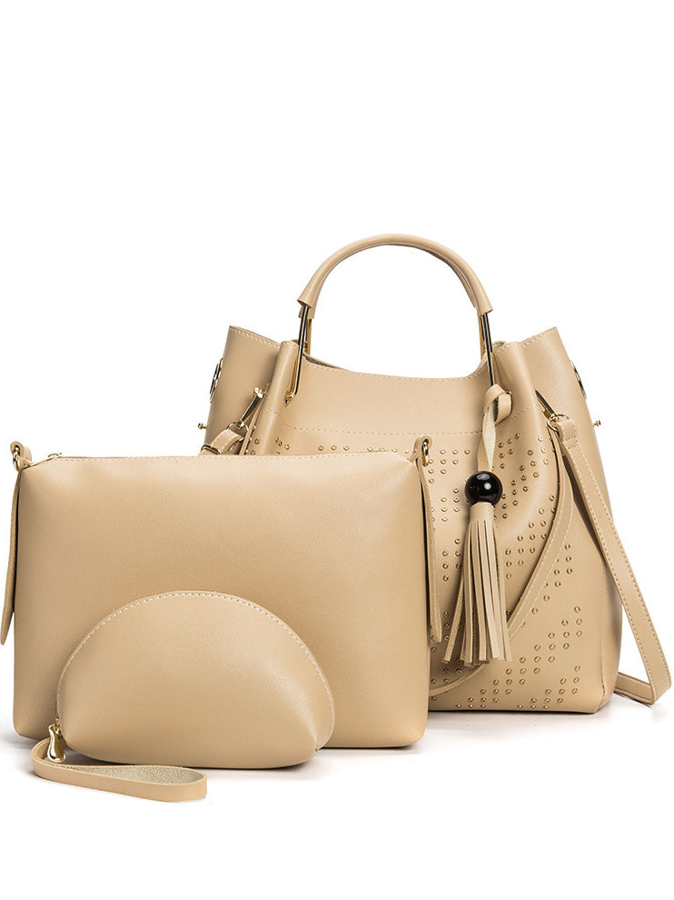 Fashion Trend Ladies Handbag Rivet Diagonal Package Three-piece Suit