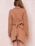 Autumn and Winter Solid Color Wool Coat In The Long Ladies Windbreaker