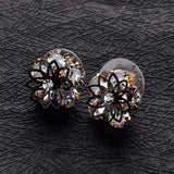 Double-layer Openwork Flowers Black Border Earrings Women Personality Wild Short Ear Jewelry
