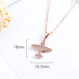 Copper Plated Women's Rose Gold Small Aircraft Pendant Clavicle Necklace