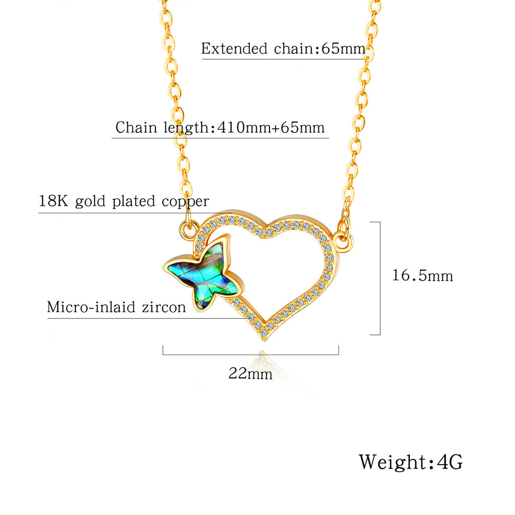 Copper Plated Love Butterfly Necklace Short Clavicle Chain Pendant