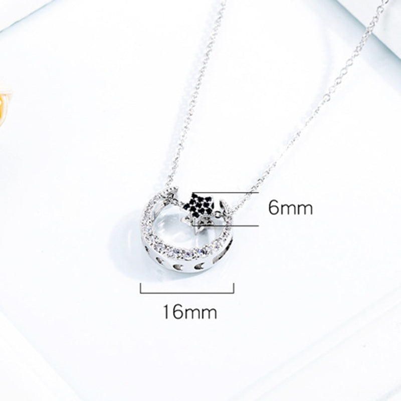 Copper Plated Pendant Star And Moon Necklace Female Clavicle Chain Three Kinds Of Wearing