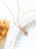 Copper Plated 18K Rose Gold Necklace Simple Hollow Love Clavicle Chain Butterfly Diamond Pendant