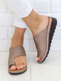 Large Size Women's Shoes Wearing Leather Slippers, Toe Sandals and Slippers