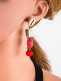 Color Stone Beaded Earrings Wild Fashion Ageing Trend Ear Jewelry Geometric Shell Long Earrings