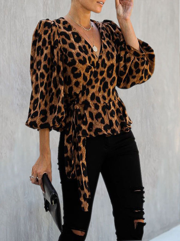 Leopard Print Long Sleeve Shirt Top