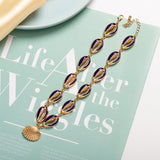 Shell Drop Oil Color Necklace Creative Geometric Conch Clavicle Chain