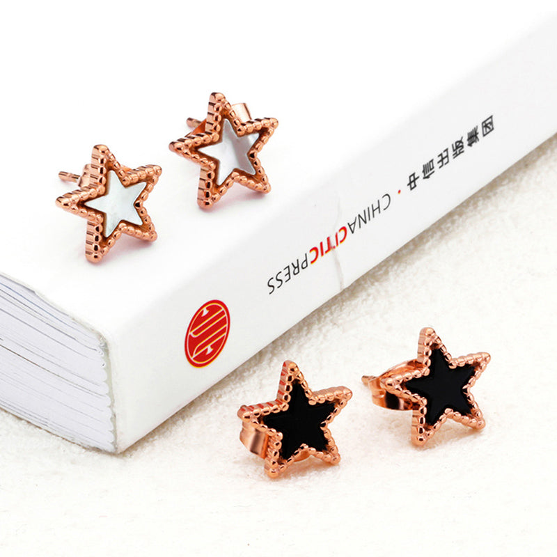 Simple Earrings Jewelry Temperament Five-pointed Star Earrings Colored Gold Earrings