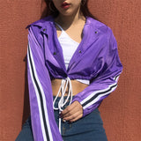 Fashion Lapel Short Cropped Drawstring Casual Long Sleeve Cardigan Jacket