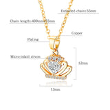 Copper Plated Crown Zircon Necklace Bohemian Style