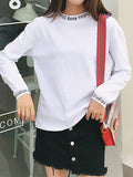 Long Sleeve Round Neck Pullover Letter Thin Section Wild Top