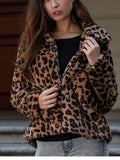 Leopard Faux Fur Rabbit Fur Warm Short Coat