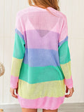 Women New Rainbow Stitching Cardigan