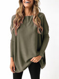 Long Sleeve Loose Top T-Shirt Solid Color