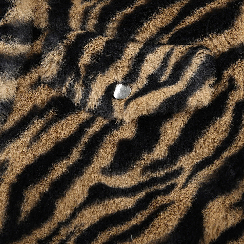 Women's Short Coat In Winter Tiger Fur Coat