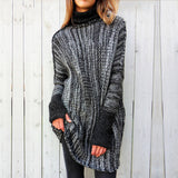 Loose Large Size Long Color Contrast Turtleneck Sweater