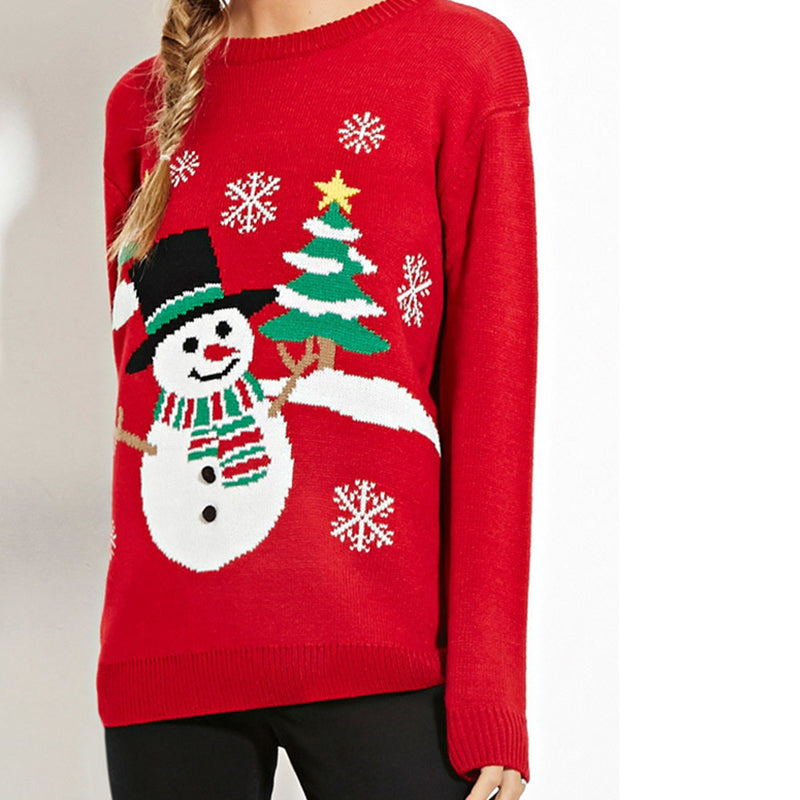 Printed Round Neck Pullover Long Sleeve Sweater