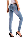High Waist Female Embroidered Hole Denim Trousers