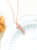 Diamond-studded Copper Plated 18K Gold Key Necklace Love Clavicle Chain