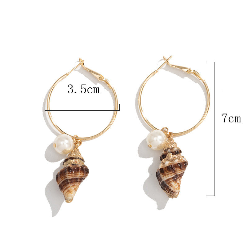 Fashion Conch Shell Earrings Simple Alloy Stud Earrings