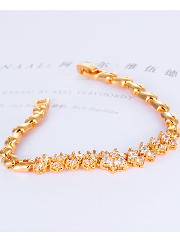 Fashion Zircon Plated 18K Gold Bracelet