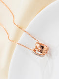 Three-ring Full Diamond Roman Numerals Pendant Necklace Titanium Steel Rose Gold Short Clavicle Chain