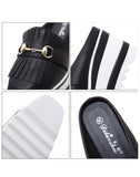 Baotou Half Slippers Female Summer Fashion Tassels Increased Shoes Wear No Heel Lazy Thick-bottomed Cakes Sandals and Slippers