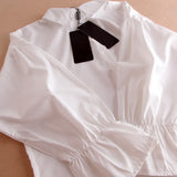 Temperament Puff Sleeve Slim White Shirt Women's Top