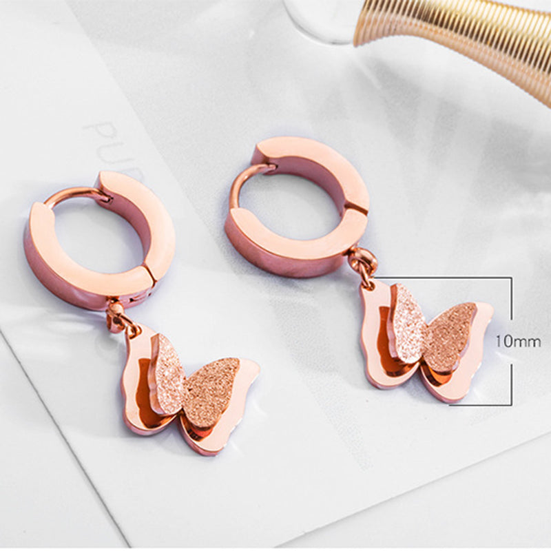 Frosted Double-layered Three-dimensional Butterfly Earrings