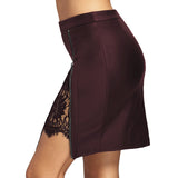 Women Short Lace Leather Skirt