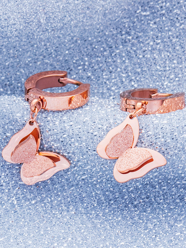 Frosted Double-layered Three-dimensional Butterfly Earrings