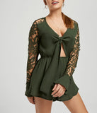 Lace Stitching Horn Long Sleeve Sexy Jumpsuit Summer