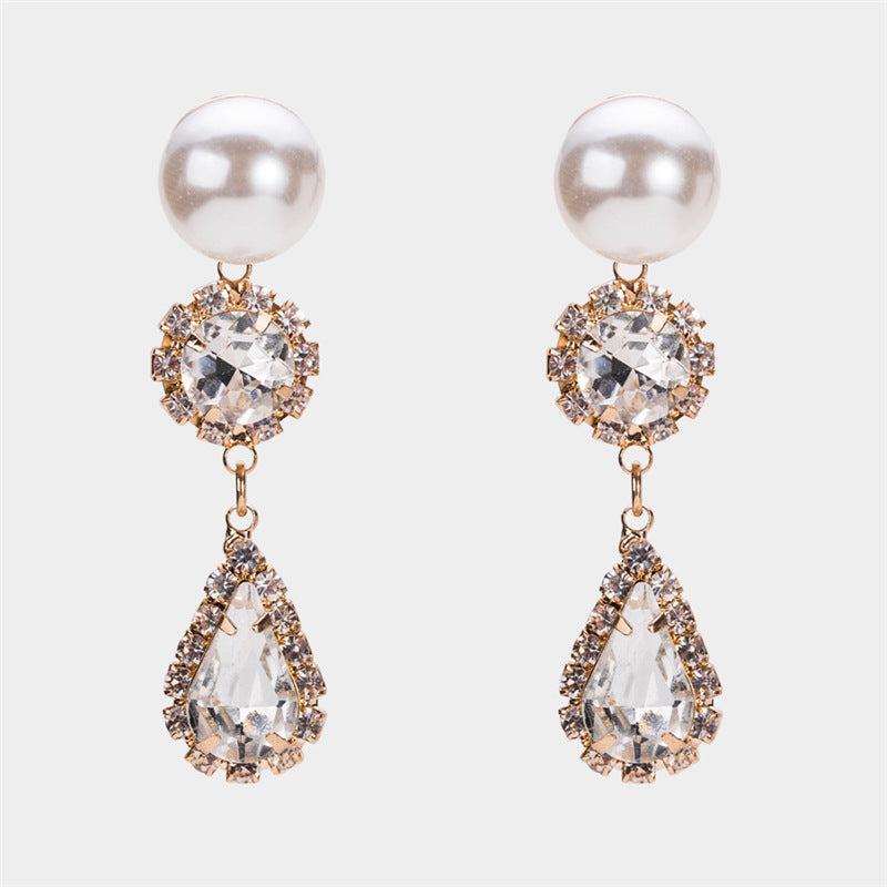 Pearl Earrings Exquisite Diamond-encrusted High-end Ear Jewelry