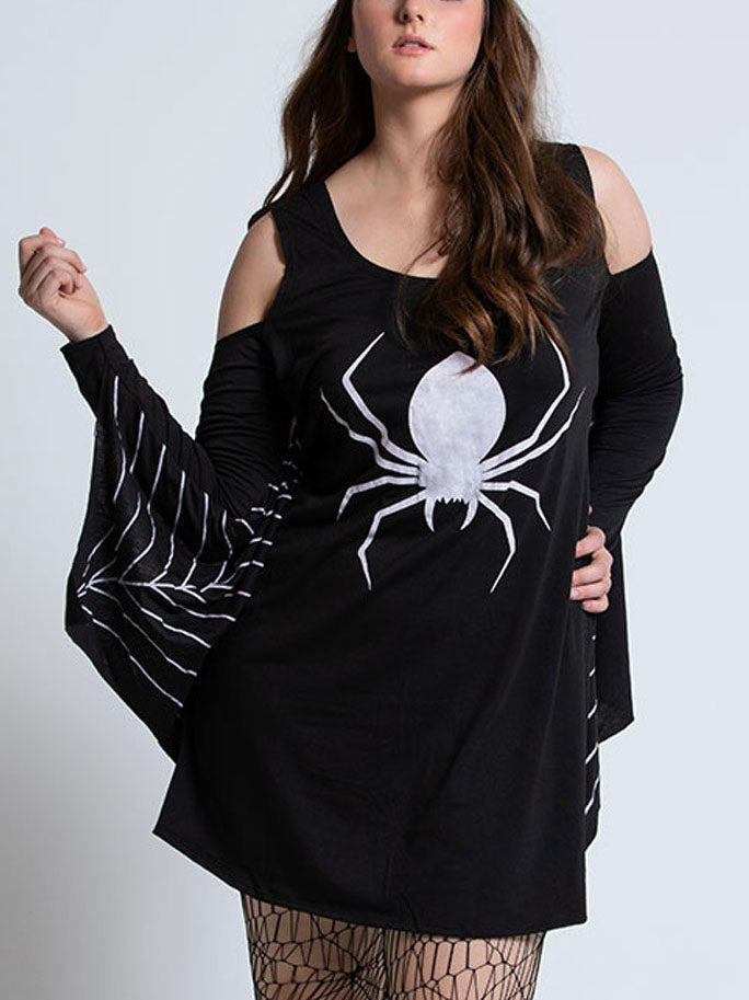 Halloween Play Party Costume Spider Web Print Performance Clothing