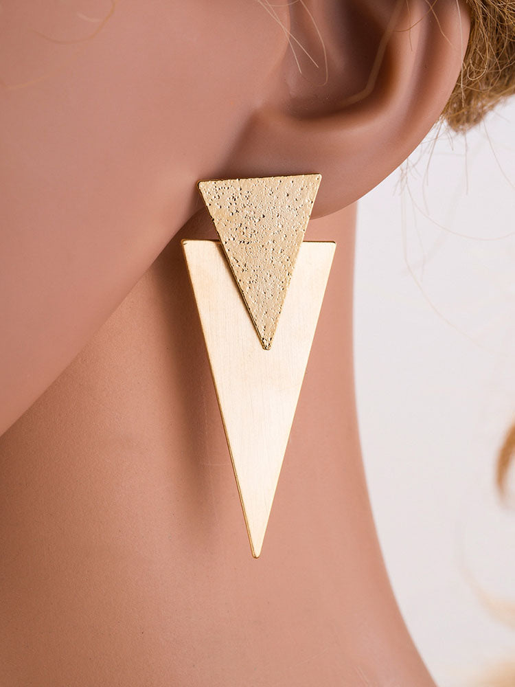 Fashion Exaggerated Geometric Earrings High-end Big Three-dimensional Triangle Long Earrings Personalized Earrings Accessories