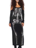Halloween Performance Dress Bone Print Slim Long Sleeve Dress