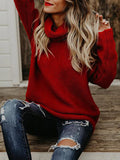 Thick Wool Long Sleeve High Collar Pullover Sweater