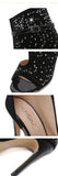 Women's Sandals Summer Fish Mouth Rhinestones Stilettos Large Size