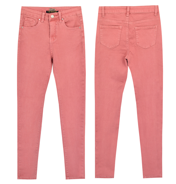 High Waist Pink Popular Pocket Denim Trousers