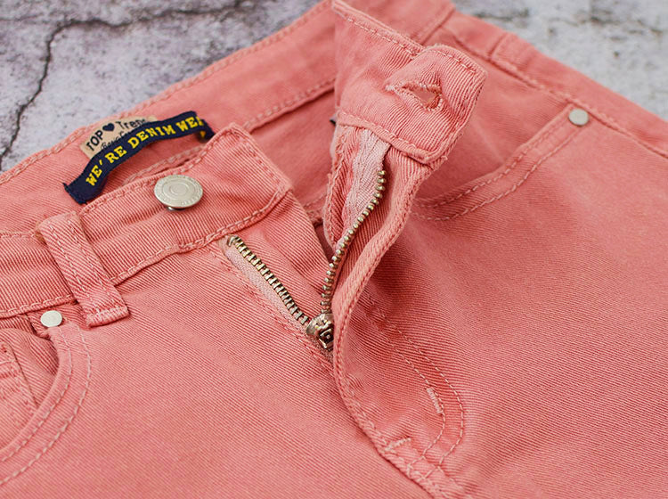 High Waist Pink Popular Pocket Denim Trousers